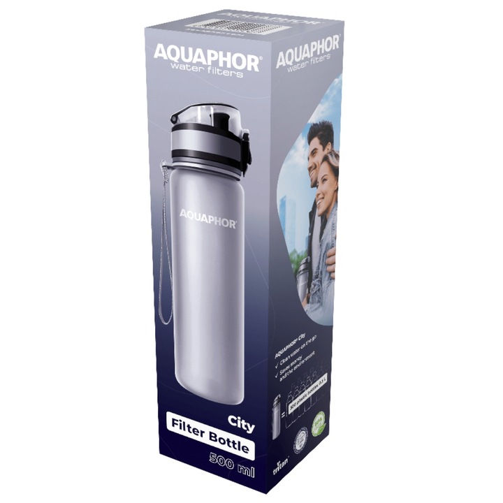 Bidon Butelka filtrująca filtr AQUAPHOR szara 0,5L