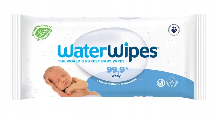WaterWipes Chusteczki nawilżane BIO 12x60szt 99,9% wody delikatne