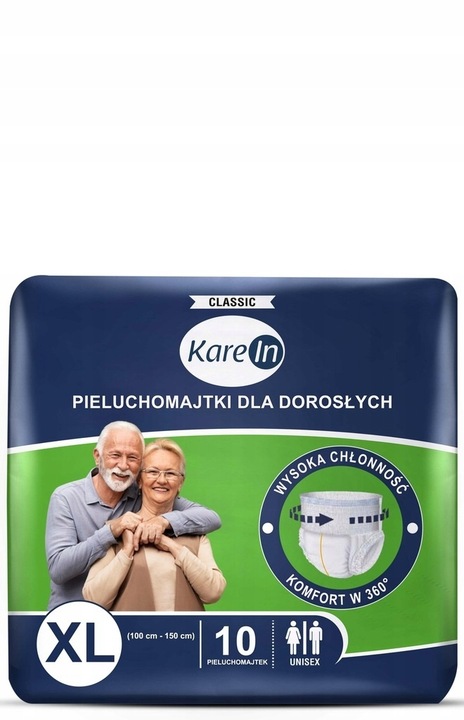 PIELUCHOMAJTKI PAMPERSY DLA DOROSŁYCH KAREIN CLASSIC XL 30 SZTUK