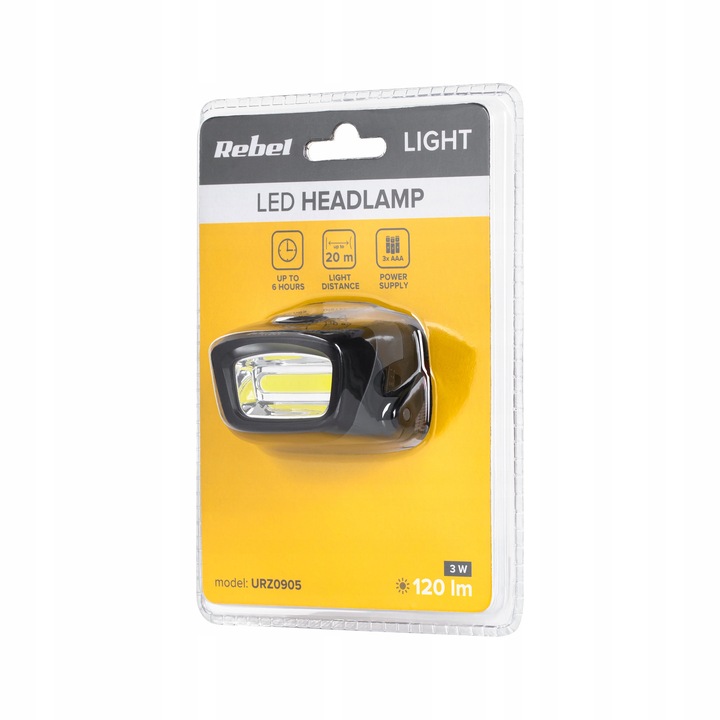 Profesjonalna Latarka Czołowa Rebel z 120 Lm LED COB 3 W zasięg 20 m