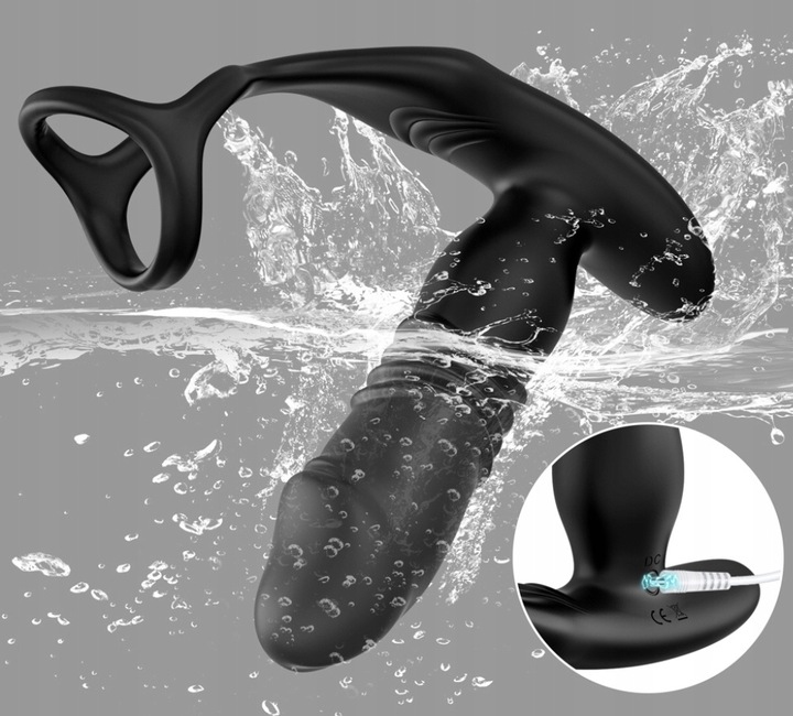 MASAŻER PROSTATY RUCH GÓRA-DÓŁ + RINGI NA PENISA I JĄDRA + WIBRATOR MĘSKI