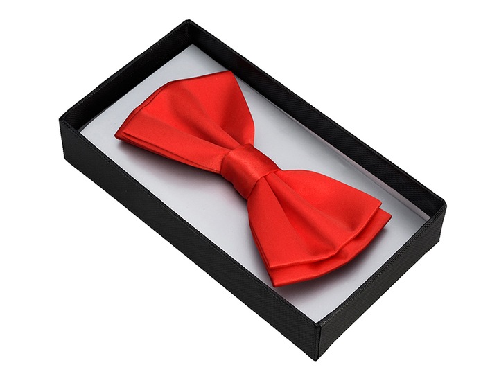 MUSZKA + PUDEŁKO Mucha Męska do Garnituru Gładka Czerwona GREG mu23