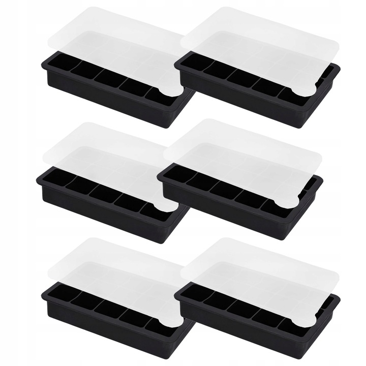 6x Foremki do lodu silikonowe forma do 15 kostek lodu z pokrywką