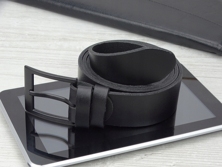 Pasek skórzany męski Modny czarny skóra naturalna do spodni garniturowych