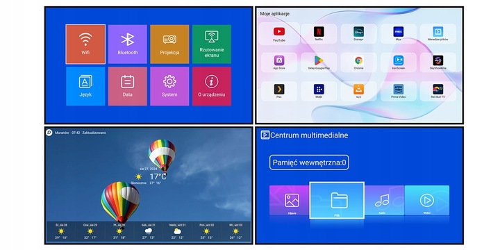 PROJEKTOR RZUTNIK PRZENOŚNY SMART MINI Android 12 TV WiFi BT +HDMI +ETUI