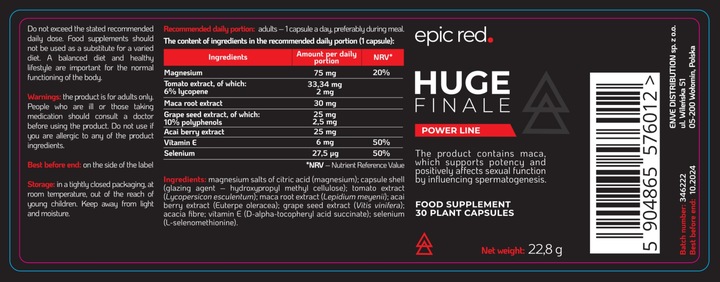 HUGE FINALE EpicRed - suplement na dłuższy seks