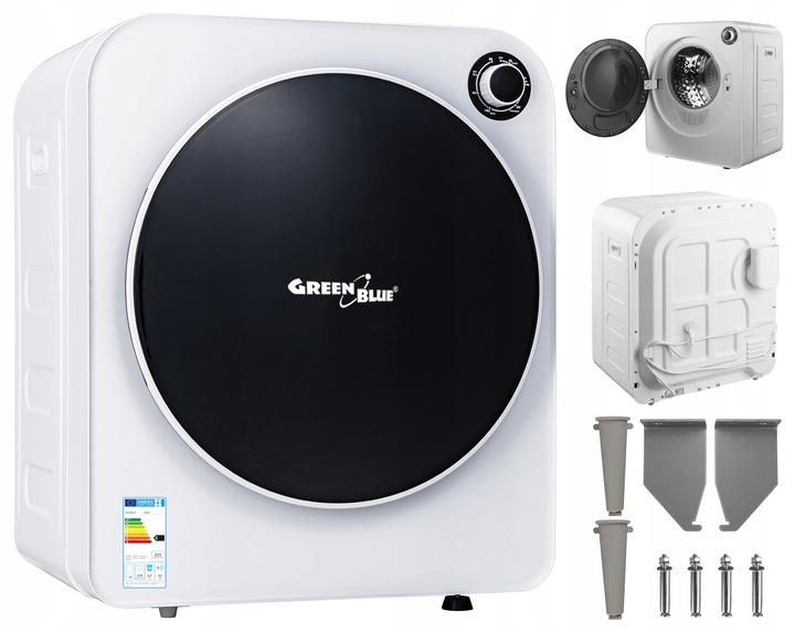 Suszarka bębnowa do ubrań mała 5 programów wsad 3kg 830W GreenBlue