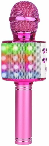 MIKROFON KARAOKE GŁOŚNIK ZABAWKA BLUETOOTH LED RÓŻ MANTA ECHO ŚWIATŁO