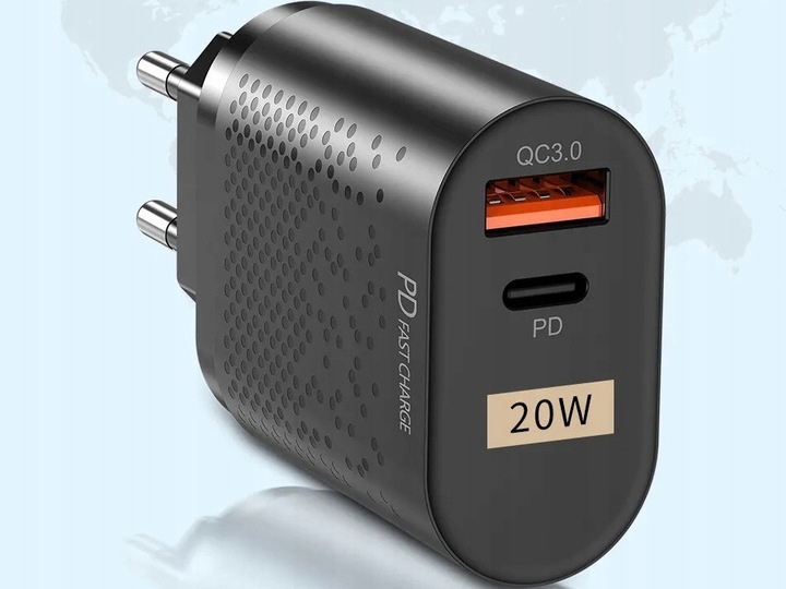 SZYBKA ŁADOWARKA QC USB QUICK CHARGE 3.0 USB-C PD 20W MOCNA TYP C ZASILACZ