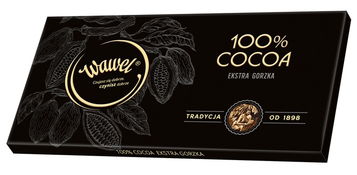 3x Czekolada Gorzka Ekstra Bez Dodatku Cukru Premium 100% cocoa 80g Wawel