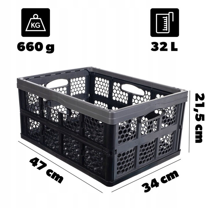 SKRZYNKA SKŁADANA DO BAGAŻNIKA KOSZ ZAKUPY POJEMNIK SKŁADANY 32L DUŻY