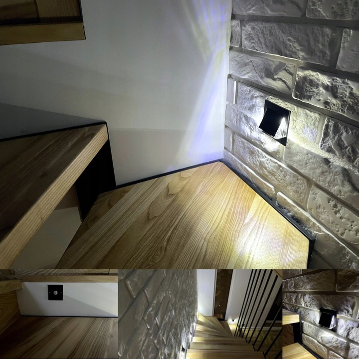 Oświetlenie schodowe oprawa lampka schodowa LED 230V 2W Czarna Q6 Skinder