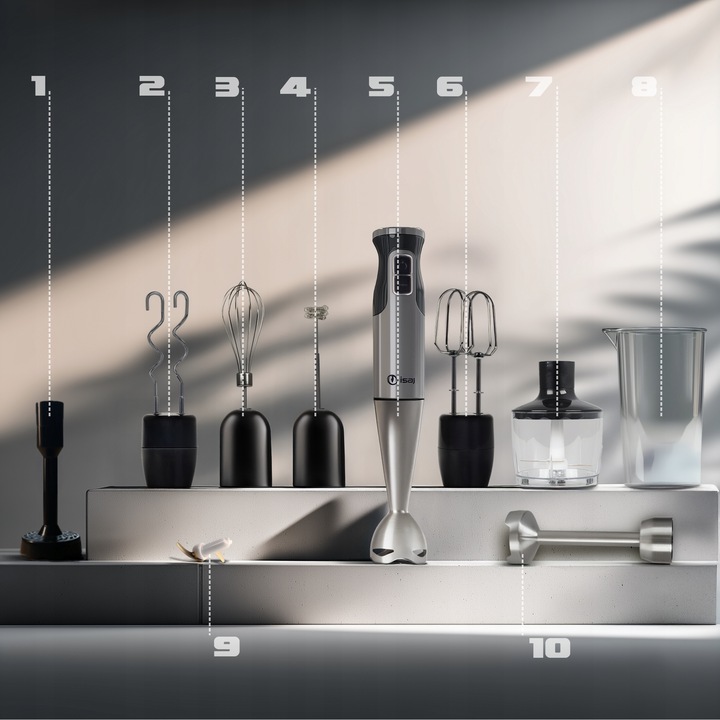 BLENDER RĘCZNY ISAJ BL1 MIKSER WIELOFUNKCYJNY TURBO 1400W OSTRZA