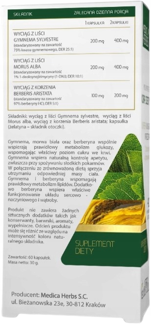 Gymnema Morwa Berberyna Odchudzanie Cukrzyca 60kaps. Kontrola apetytu