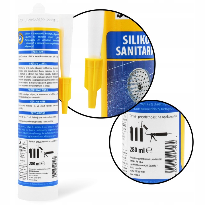 Silikon Sanitarny BIAŁY Łazienki WC Kuchni Płytek Elastyczny