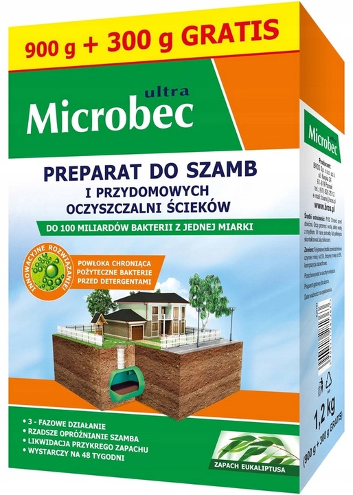 BIO MICROBEC ULTRA PREPARAT ŚRODEK DO SZAMB 10x MOCNIEJSZY BAKTERIE 1,2kg