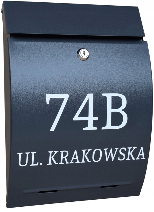 SKRZYNKA POCZTOWA NA LISTY ANTRACYT - KOLORY - NUMER DOMU, ULICA, NAPIS (W)