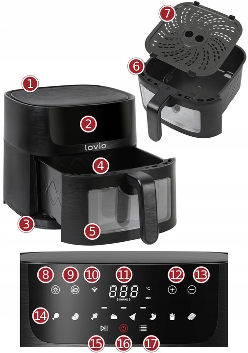 Frytkownica Beztłuszczowa Air Fryer Frytownica piekarnik Smart Tuya 6L