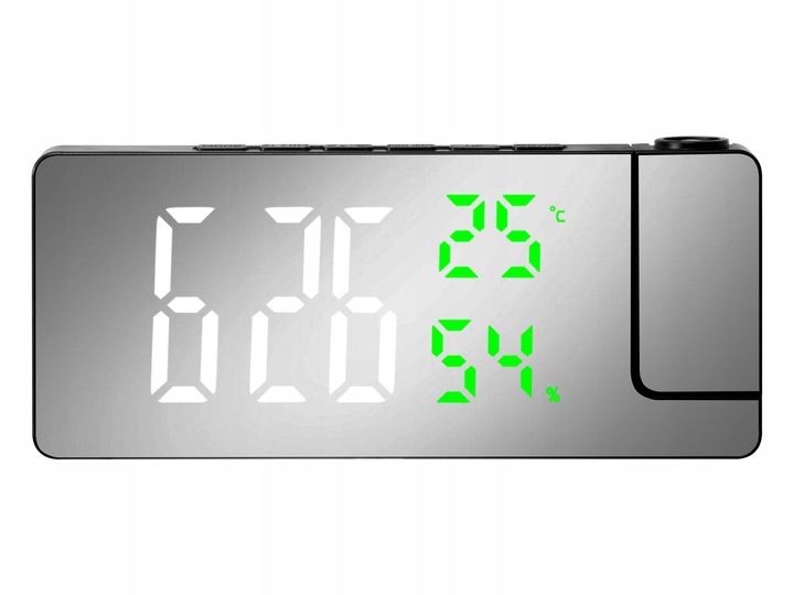 ZEGARY BUDZIK ELEKTORNICZNY CYFROWY Z PROJEKTOREM LED LUSTRO TERMOMETR