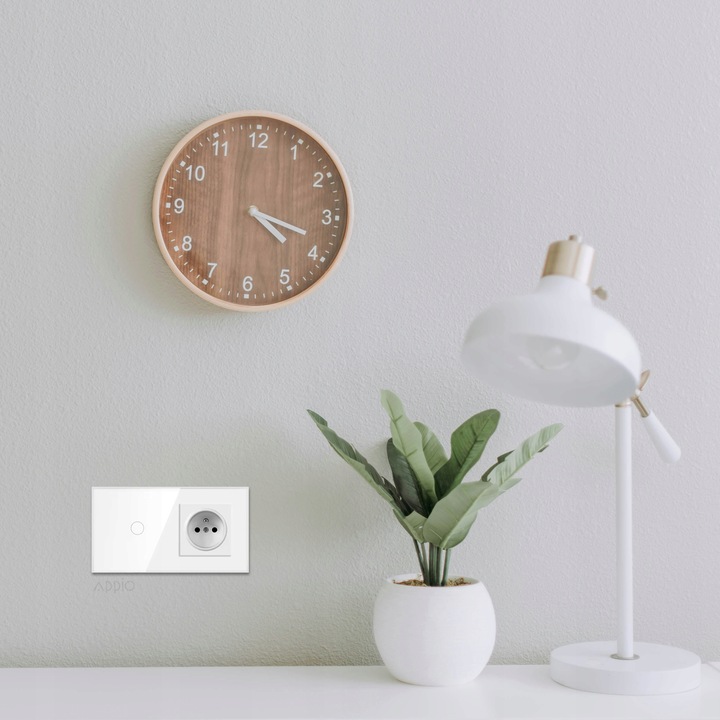 GNIAZDO ELEKTRYCZNE kontakt z bolcem WYŁĄCZNIK LED pojedynczy BIAŁY