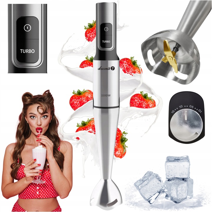 BLENDER RĘCZNY WIELOFUNKCYJNY MIKSER KUCHENNY ROZDRABNIACZ 1500W