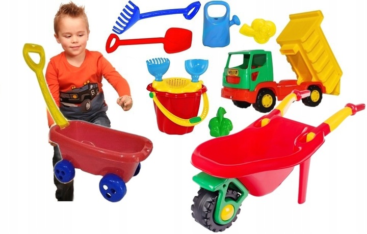 ZESTAW DO PIASKOWNICY WÓZEK TACZKA + POJAZD WADER