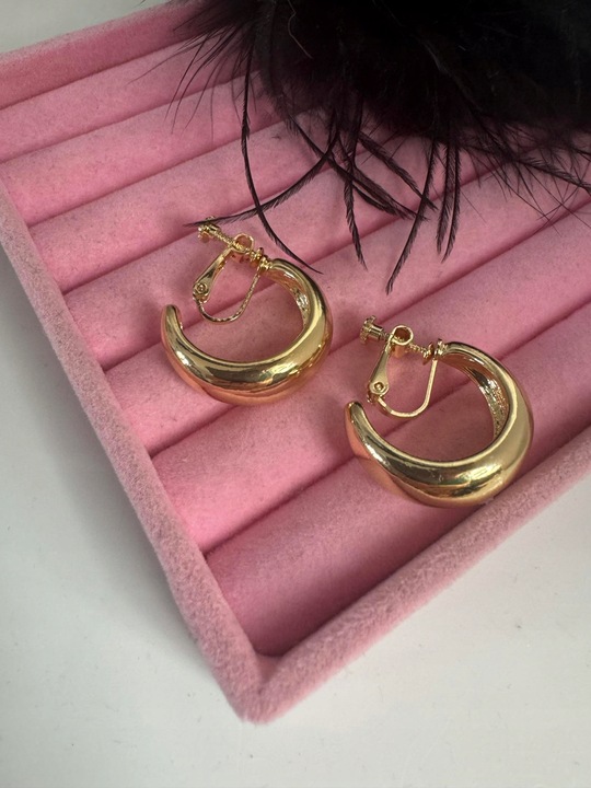 Klipsy do uszu gładkie koła - Francja nowość ślub złote cudo c77