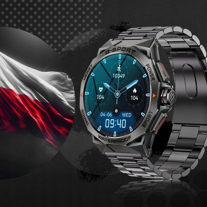 SMARTWATCH ZEGAREK MĘSKI MENU POLSKIE SPORT PULS ROZMOWY SMART WATCH AMOLED