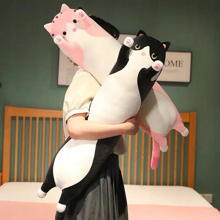 DŁUGI KOTEK MASKOTKA PODUSZKA PLUSZAK KOT 90cm XXL