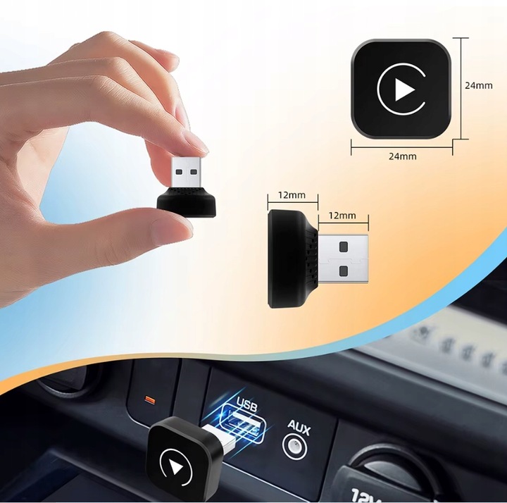 Bezprzewodowy Adapter Mini USB CarPlay do iPhone iOS ANDROID AUTO