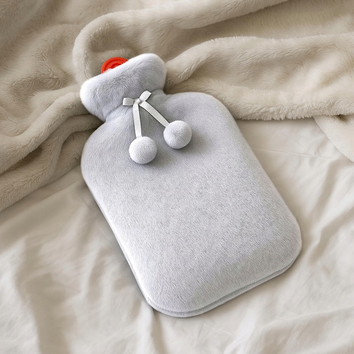 Duży termofor gumowy w pokrowcu ogrzewacz pluszowy w sweterku na wodę XXL