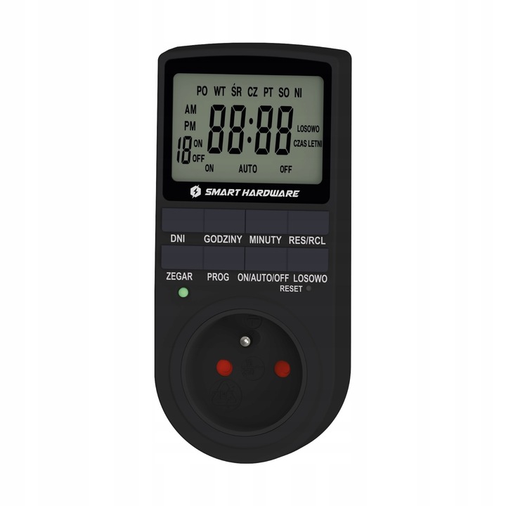 PROGRAMATOR CZASOWY WŁĄCZNIK WYŁĄCZNIK LCD CYFROWY HARMONOGRAM 7 DNI POLSKI