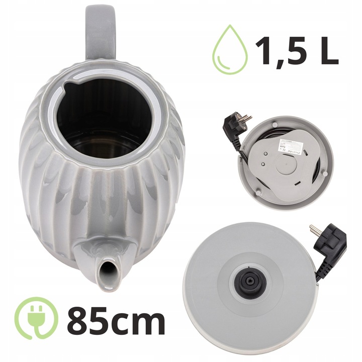 CZAJNIK ELEKTRYCZNY BEZPRZEWODOWY CERAMICZNY KAMILLE 1500 W 1,5 L