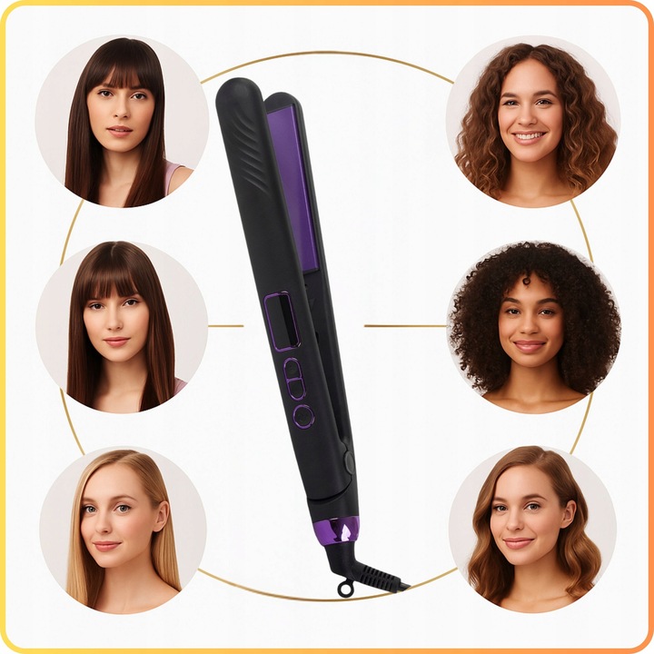 Prostownica do włosów ceramiczna 2w1 Kręci Loki LED Szybkie