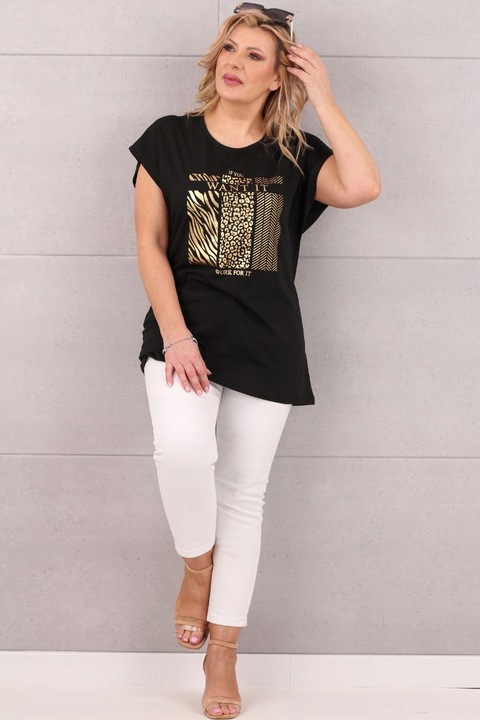 TSHIRT OVERSIZE BAWEŁNIANY DUŻE ROZMIARY LUŹNY KRÓTKI RĘKAW BLUZKA NA LATO