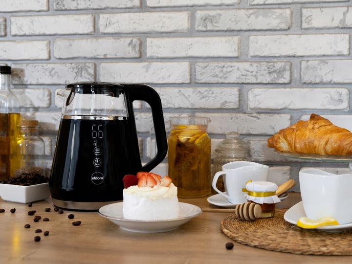 CZAJNIK ELEKTRYCZNY BEZPRZEWODOWY SZKLANY 1L PANEL DOTYKOWY 1100W