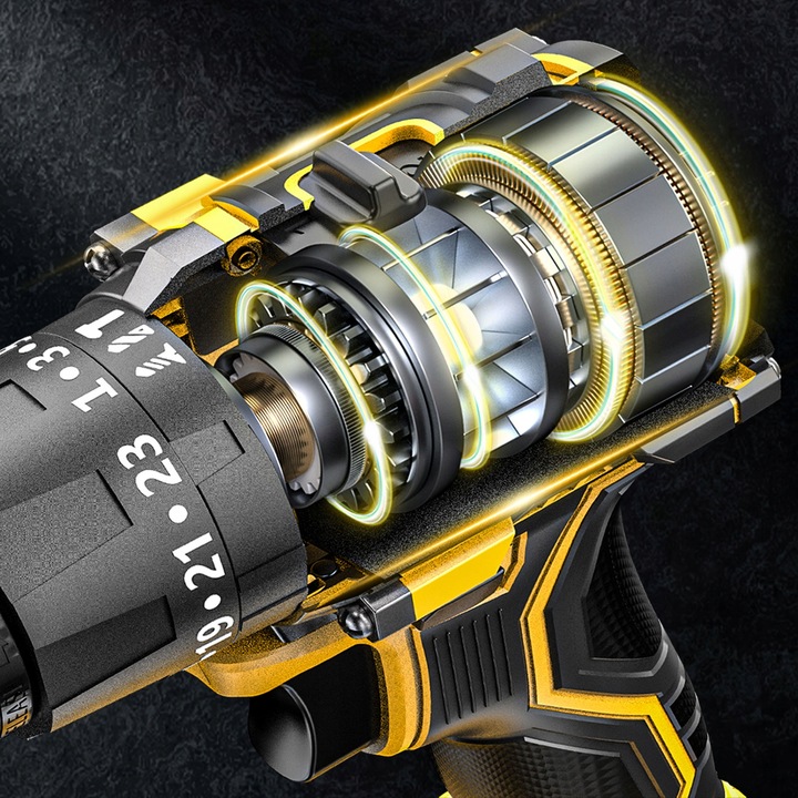 Zestaw bezszczotkowej wiertarki udarowej/wkrętarki 21V - 2 baterie +