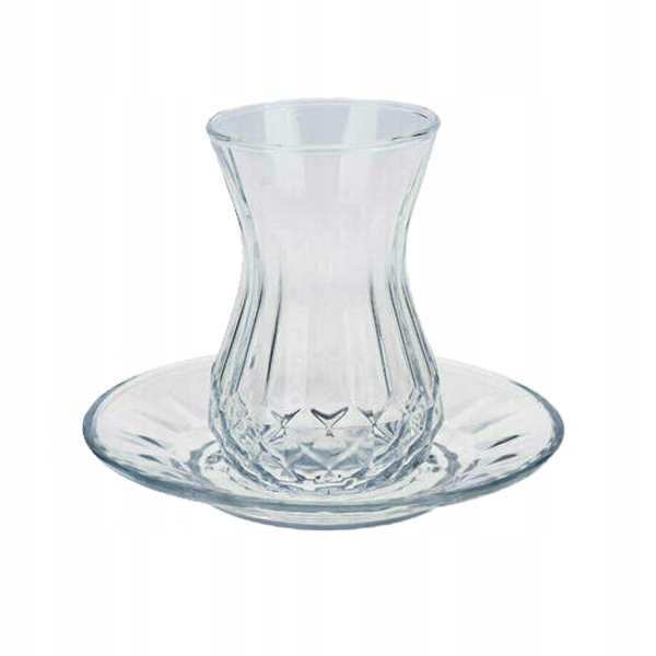 ZESTAW SZKLANEK DO TURECKIEJ HERBATY TULIPANKI Z PODSTAWKAMI 6+6 el. 165ML