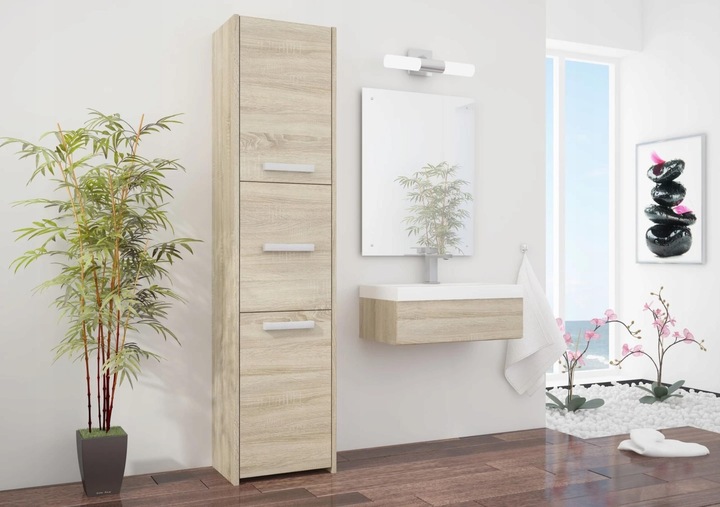 SZAFKA ŁAZIENKOWA REGAŁ SŁUPEK 30cm 3 DRZWI Sonoma