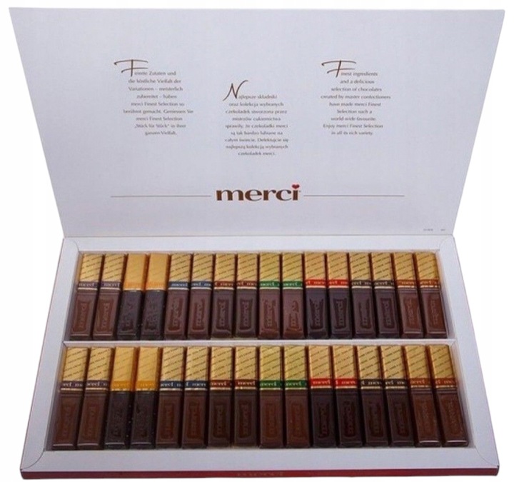 Podziękowanie dziękuje Bombonierka Merci 400g Storck prezent czekoladki