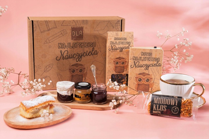 PREZENT NA DZIEŃ NAUCZYCIELA ZESTAW PREZENTOWY GOTOWY W PUDEŁKU Z NADRUKIEM