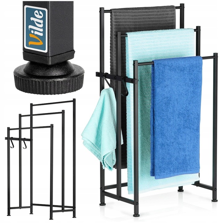 Stojak NA RĘCZNIKI wieszak łazienkowy podłogowy stojący czarny +