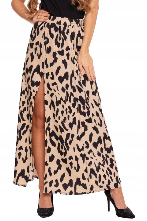 DŁUGA SPÓDNICA DAMSKA MAXI ELEGANCKA Z ROZCIĘCIEM W CĘTKI MODNA MORAJ M