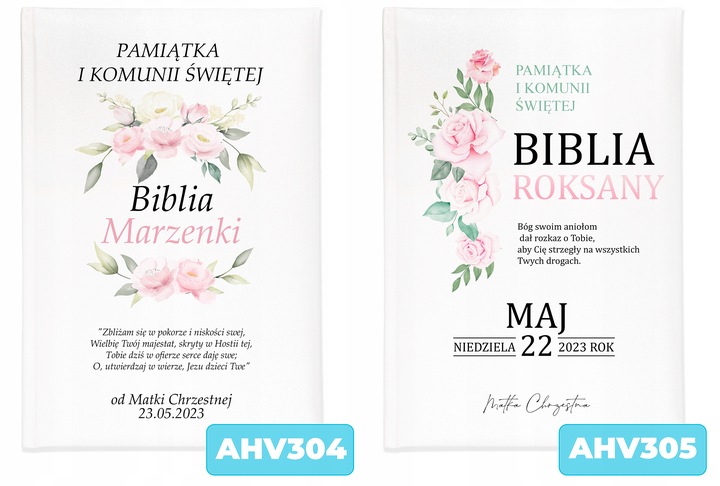 BIBLIA OBRAZKOWA Pamiątka KOMUNII ŚWIĘTEJ TWOJE IMIĘ PREZENT OD CHRZESTNEGO