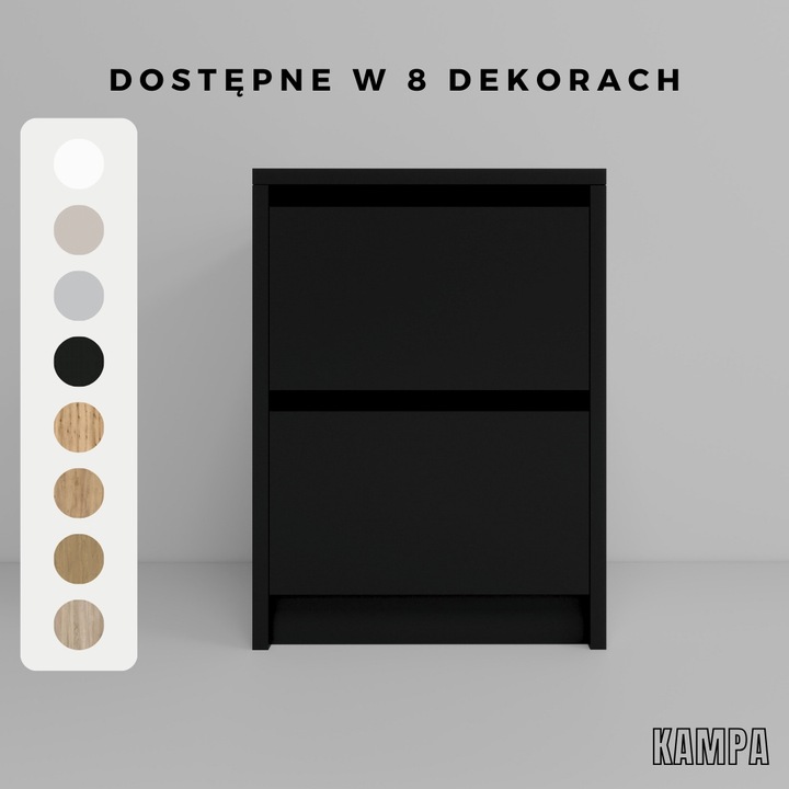 Praktyczna Szafka Nocna CZARNA 2 szuflady stolik nocny loft 42x52x43cm