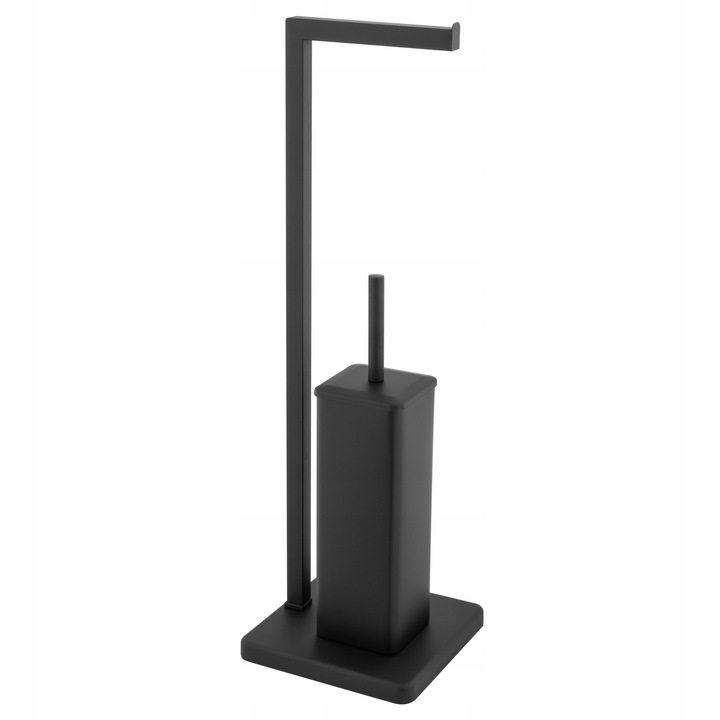 Stojak na Papier Toaletowy Szczotkę WC 2w1 Uchwyt Czarny Mat Łazienkowy