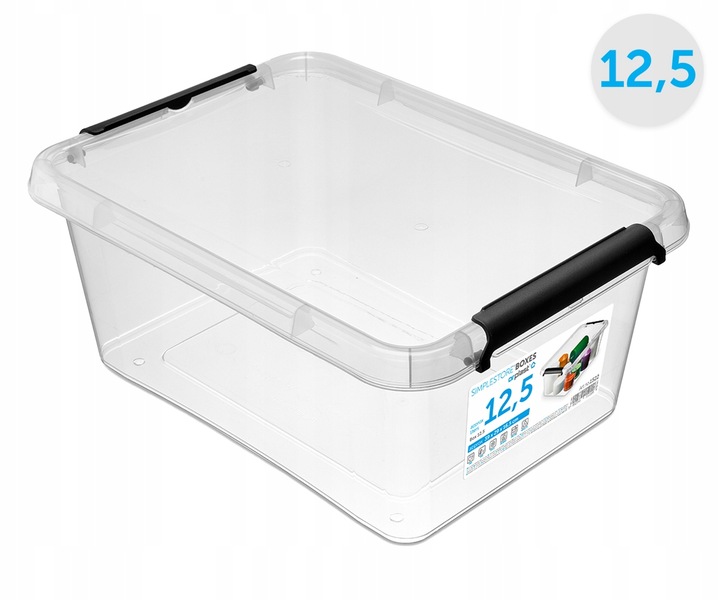 Pojemnik Plastikowy Przeźroczysty z Pokrywą 12,5L Pudełko Pudło