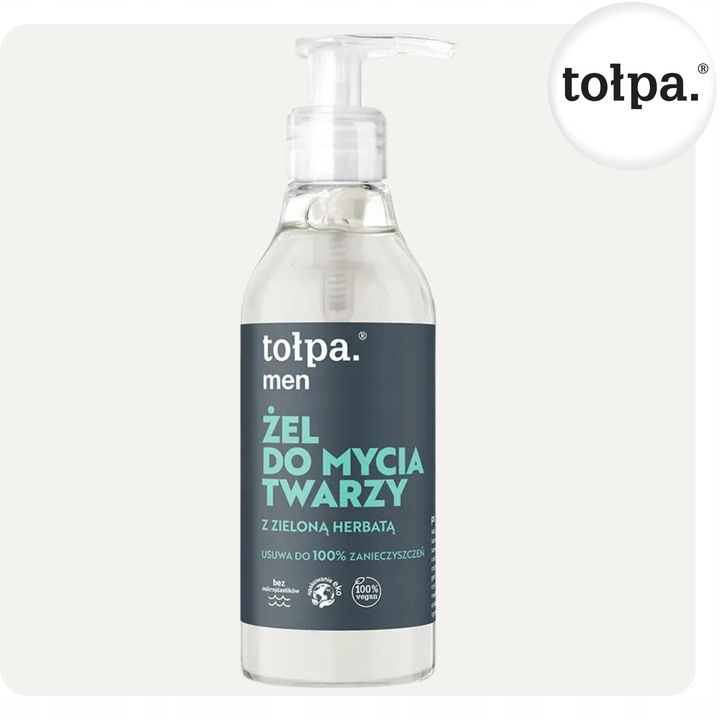 Żel do Mycia Twarzy dla Mężczyzn z Zieloną Herbatą Tołpa Men 195 ml
