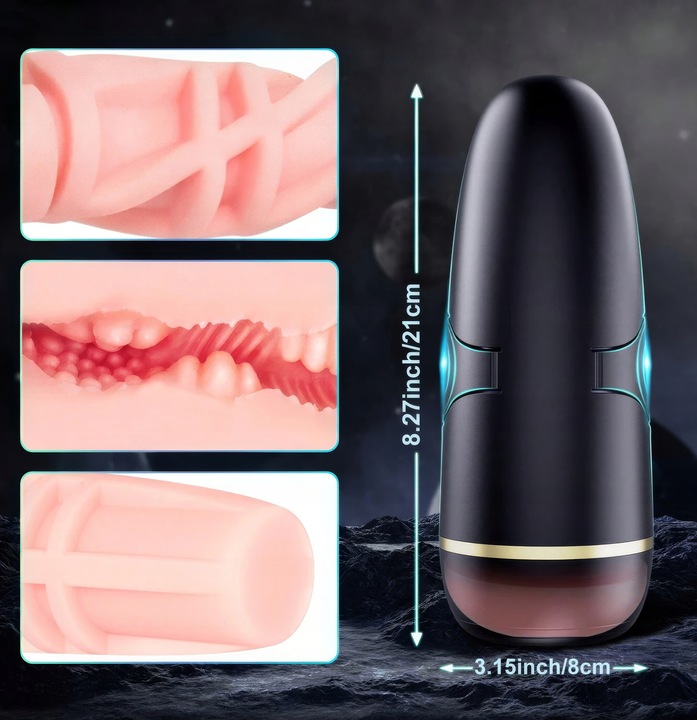 Automatyczny Masturbator Męski Ssący Realistyczna Pochwa Wypustki 10 Trybów