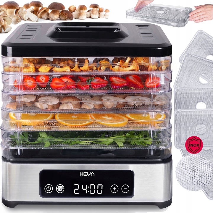 Suszarka do grzybów owoców ATEST PZH stalowe sita HEVA duża aż